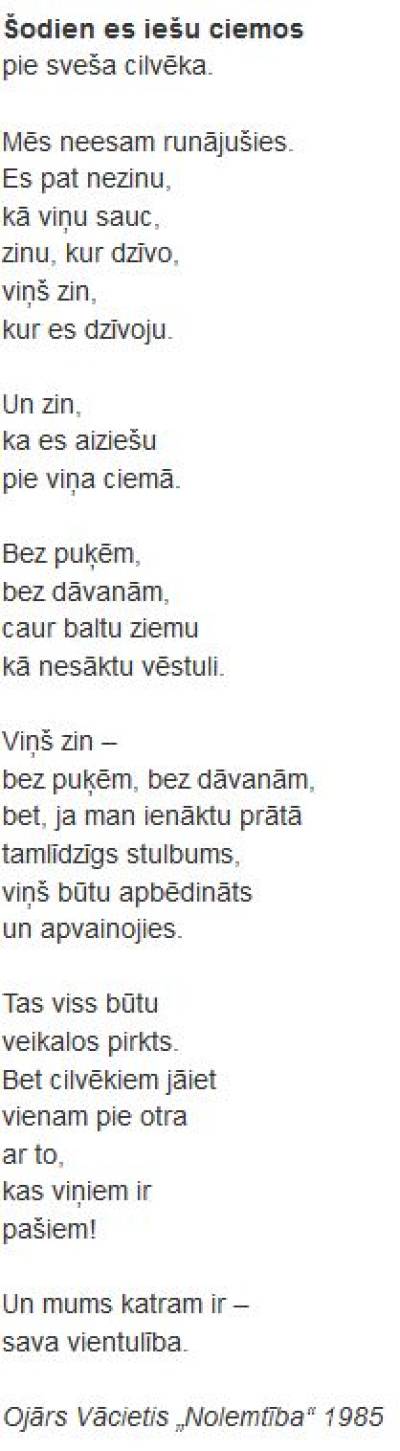 O.Vācietis - Šodien es iešu ciemos